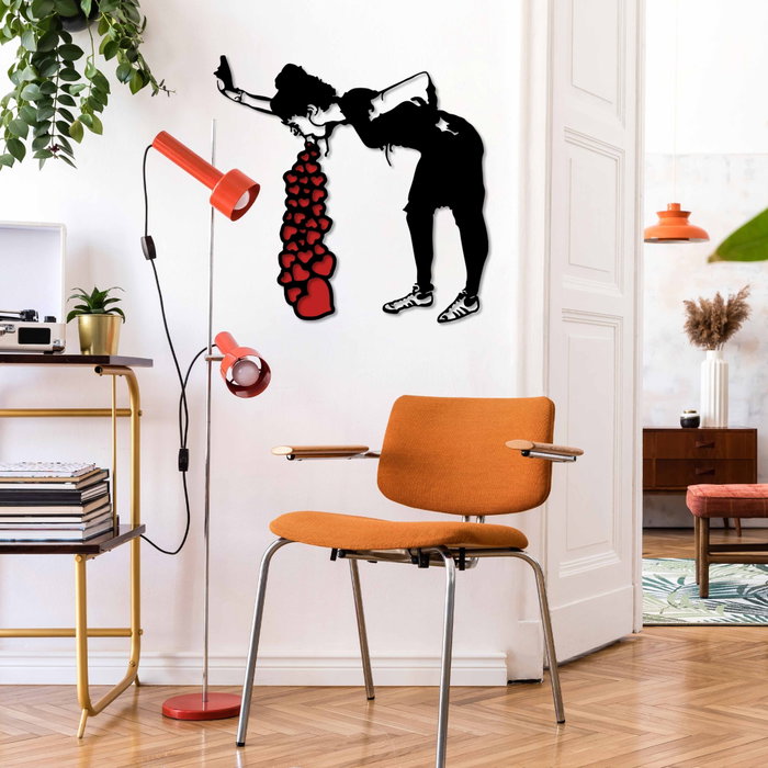 Wallity Banksy 12 Escultura de Pared Metálica Negro y Rojo Wallity Banksy 12 Escultura de Pared Metálica Negro y Rojo